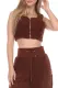 Fiery Red Sherpa Sleeveless Active Crop Top