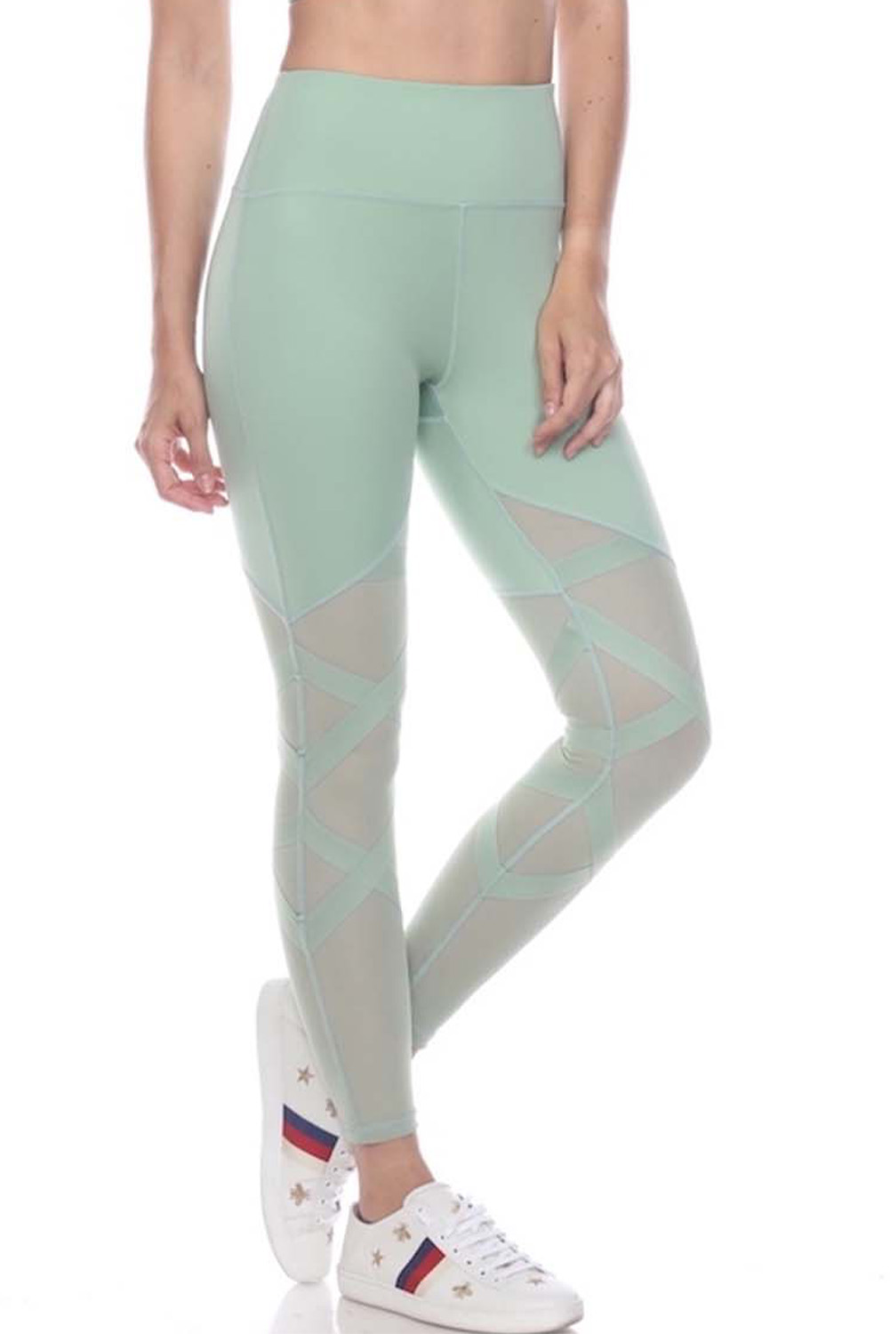 Crosstrain Thermal Yoga Pant (Green & White Stripe)
