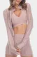 Pink Honeycomb Textured Long Sleeve Cropped Jacket