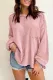 Pink Exposed Seam Patchwork Bubble Sleeve Waffle Knit Top