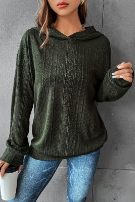 Duffel Green Textured Knit Pullover Hoodie PACK25316369-P1309