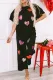 Black Sequin Heart Popping Graphic Textured 2pcs Outfit