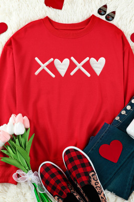 Red Puff XOXO Print Valentines Heart Sweatshirt PACK25317086-103