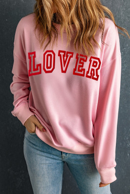 Pink LOVER Puff Print Drop Shoulder Pullover Sweatshirt PACK25317102-10