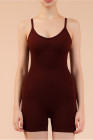 Red Sandalwood Solid Color Spaghetti Straps Athleisure Romper