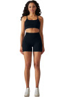 Black Spaghetti Straps Bra and High Waist Shorts Workout Set