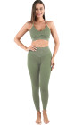 Laurel Green Seamless Ribbed Spaghetti Straps Bra Leggings Sports Set