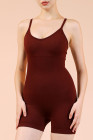 Red Sandalwood Solid Color Spaghetti Straps Athleisure Romper