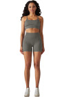 Light Grey Spaghetti Straps Bra and High Waist Shorts Workout Set