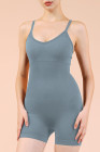Dusk Blue Solid Color Spaghetti Straps Athleisure Romper