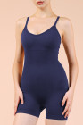 Navy Blue Solid Color Spaghetti Straps Athleisure Romper
