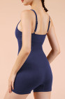 Navy Blue Solid Color Spaghetti Straps Athleisure Romper