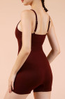 Red Sandalwood Solid Color Spaghetti Straps Athleisure Romper