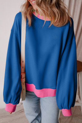 Blue Colorblock Bubble Sleeve Sweatshirt PACK25317374-P305