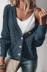 Real Teal Open Knit Drop Shoulder Sweater Cardigan
