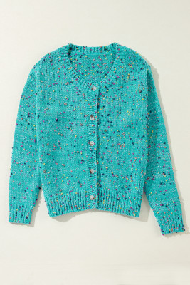 Aruba Blue Rhinestone Decor Multicolor Confetti Sweater Cardigan PACK2711711-P504