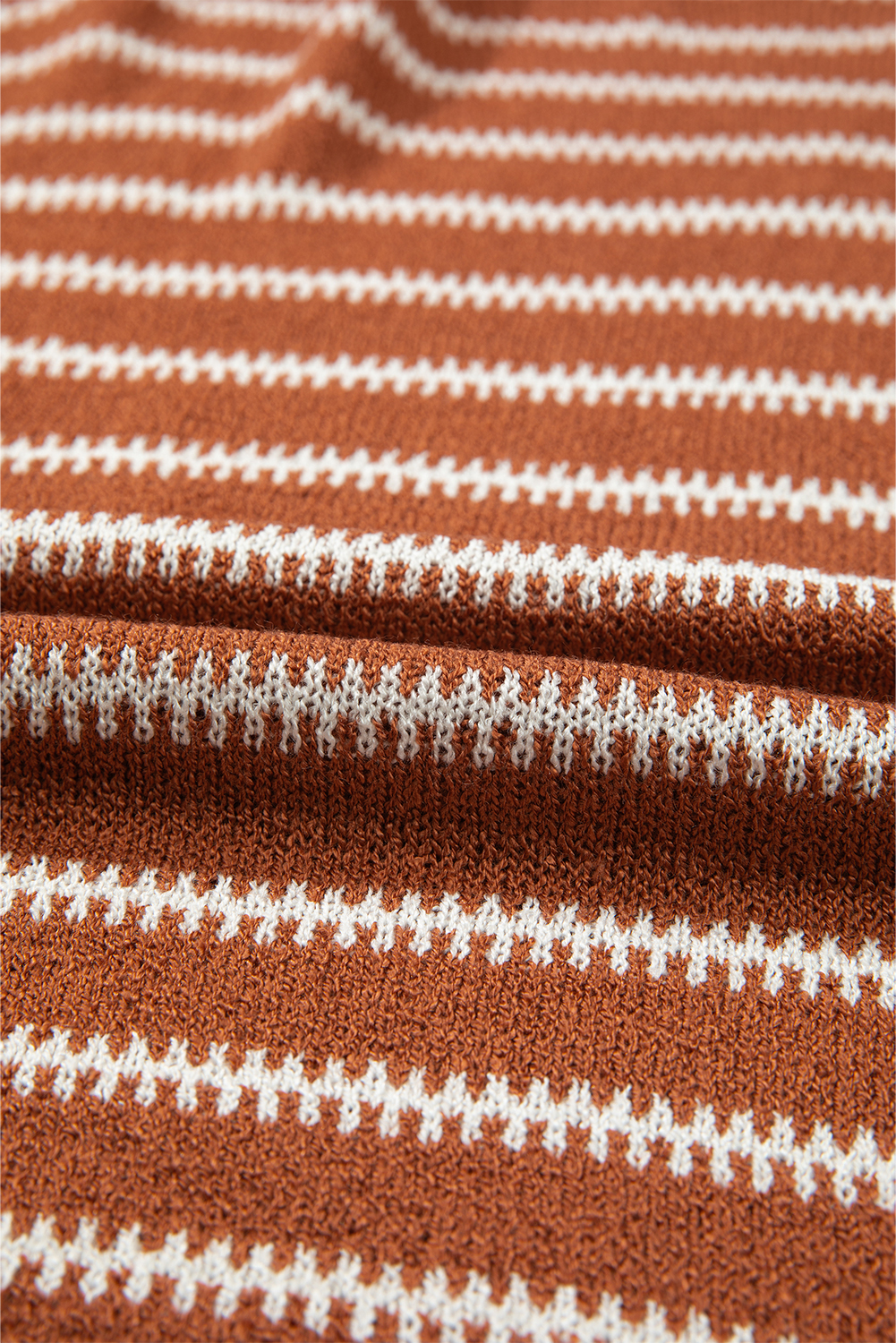 Brown Stripe Drop Shoulder Casual Sweater