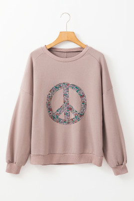 Goat Floral Peace Symbol Drop Shoulder Sweatshirt PACK25317525-P1217