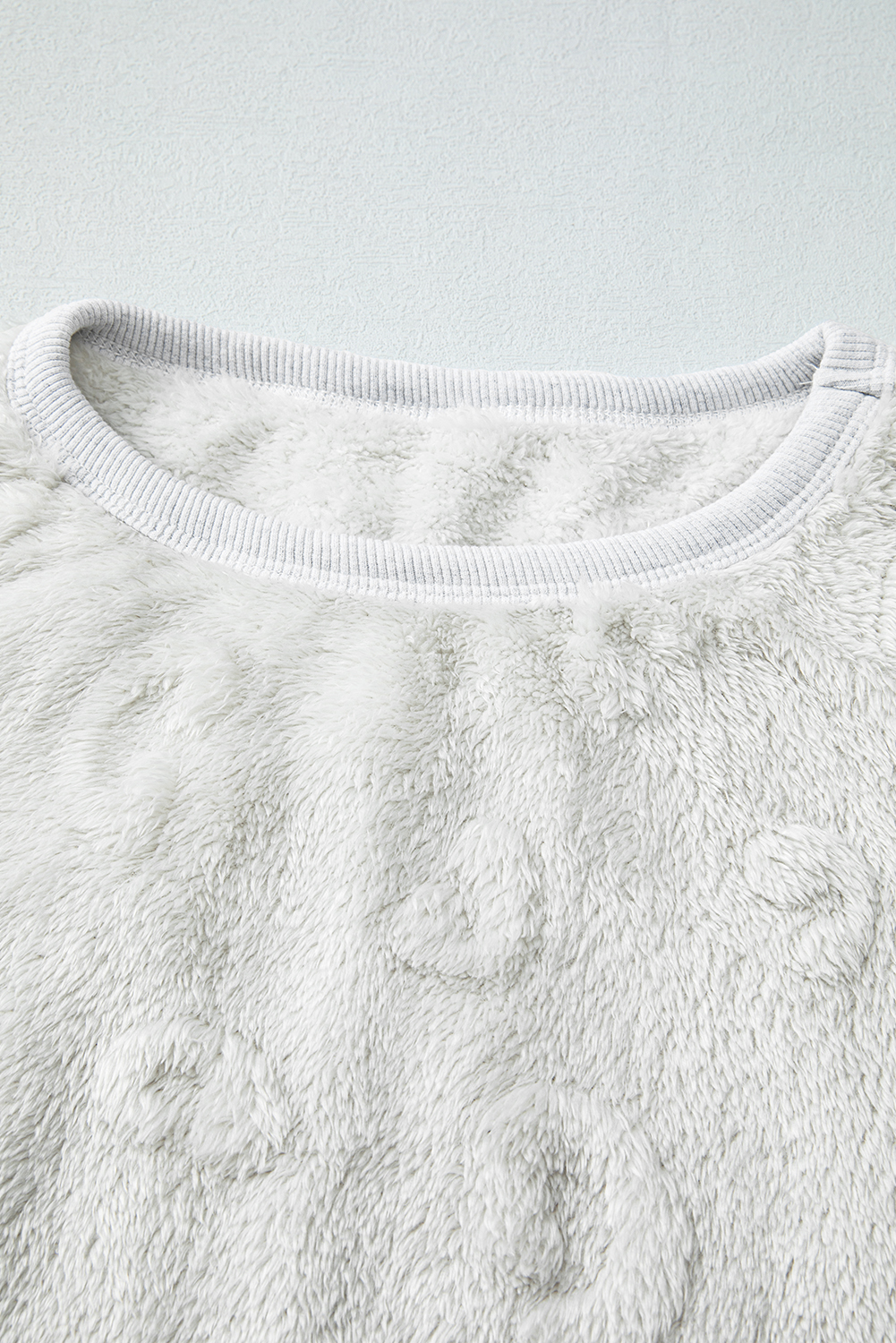 Light Grey Leopard Textured Loose Fit Fleece Lounge Set