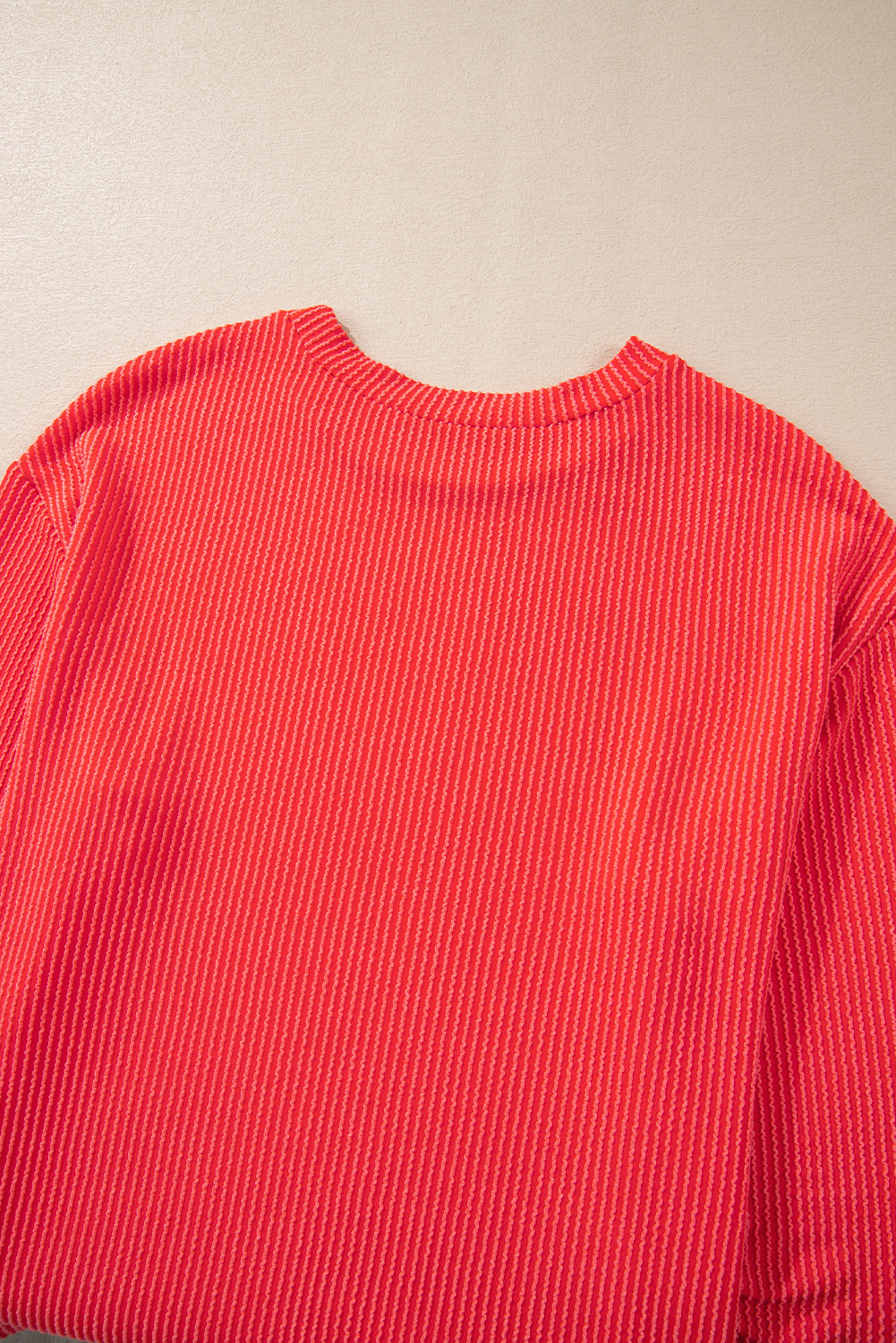 Gold Flame Casual Corded Knit Long Sleeve Top and High Waist Shorts Set