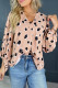 Khaki Classic Leopard V Neck Bracelet Sleeve Blouse