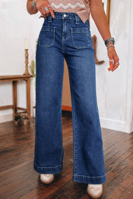 Sail Blue Wide Leg Pocketed High Waist Jeans LC7875118-P905