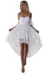 White Backless Off Shoulder High Low Prom Party Dress