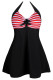 Red White Stripes Black One-piece Swimdress