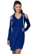 Royal Blue Long Sleeve Cold Shoulder Hooded Dress