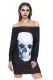 Gothic-Totenkopf-Halloween-Mini-Jersey-Kleid