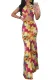 Daring Cutout Crop Top Burgundy Floral Maxi Dress
