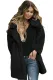 Black Pocketed Faux Fur Longline Coat