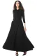 Black Pocketed 3/4 Sleeves Tie Neck Maxi Dress
