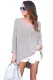 Gray Oversized Knit High-low Slit Side Sweater
