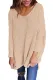 Pink Oversized Long Sleeve Knitted V-Neck Sweater