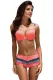 Coral Push-up Bikini Striped 2pcs Swimsuit