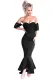 Black Lace Embellished Strapless Party Dress