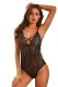 Black Front Lace Criss Cross Hollow-out Teddy Lingerie