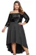 Black Black Off Shoulder Sequin Bodice Hi-lo Plus size Dress