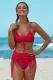 Fiery Red Ruched High waisted swimsuits