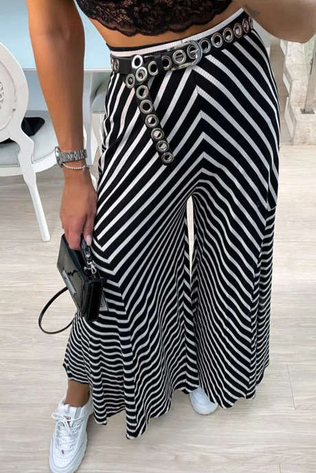 Černé chevronové kalhoty s vysokým pasem