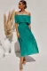 Green Off-the-shoulder Pleated Tunic Chiffon Long Dress