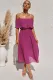 Purple Off-the-shoulder Pleated Tunic Chiffon Long Dress