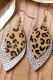 Dvouvrstvé stříbrné kožené náušnice s leopardím potiskem