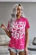 T-shirt léopard blanchi rose vif
