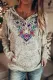 Rose Ethnic Tribal Print Pullover Hoodie with Pocket