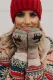 Khaki Christmas Reindeer Print Knit Gloves