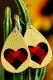 Yellow Plaid Love Heart Dual-Layered PU Leather Earrings