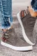 Khaki Slip-On Design With Side Zipper Closure Sneakers