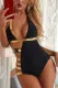 Halter V Neck Hollow Out Backless Patchwork Monokini